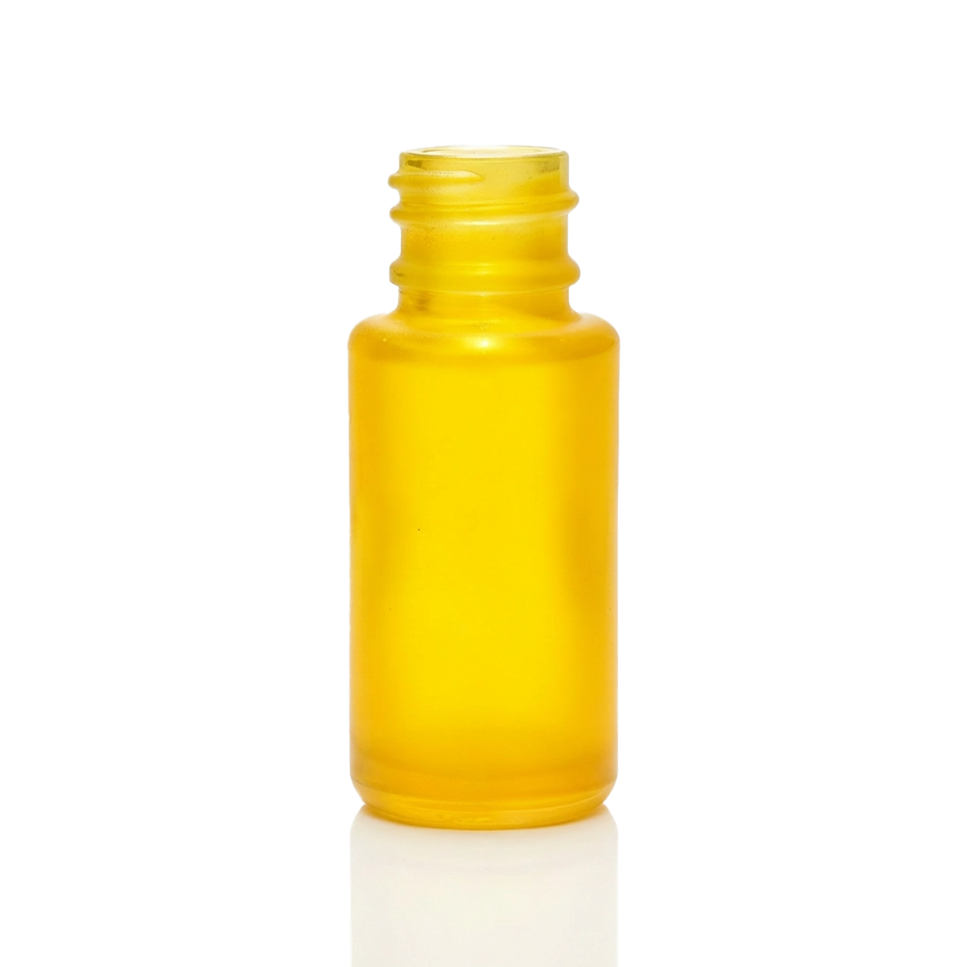 Glasflasche zylindrisch 10 ml gelb matt DIN 168/GL 18