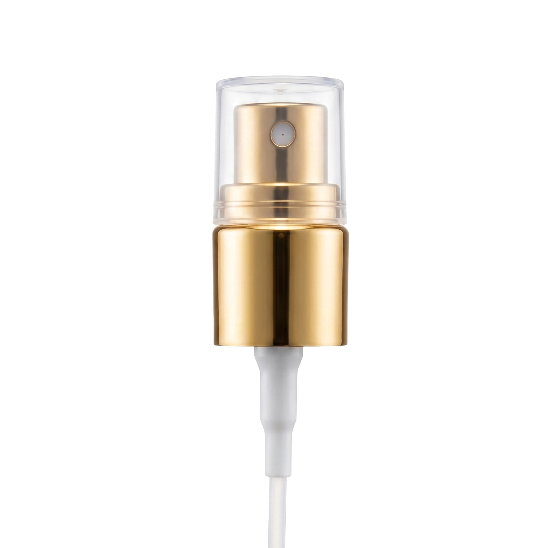 Zerstäuberpumpe gold glänzend mit transparenter Kappe GPI 18/415 Zerstäuberpumpe gold glänzend mit transparenter Kappe GPI 18/415