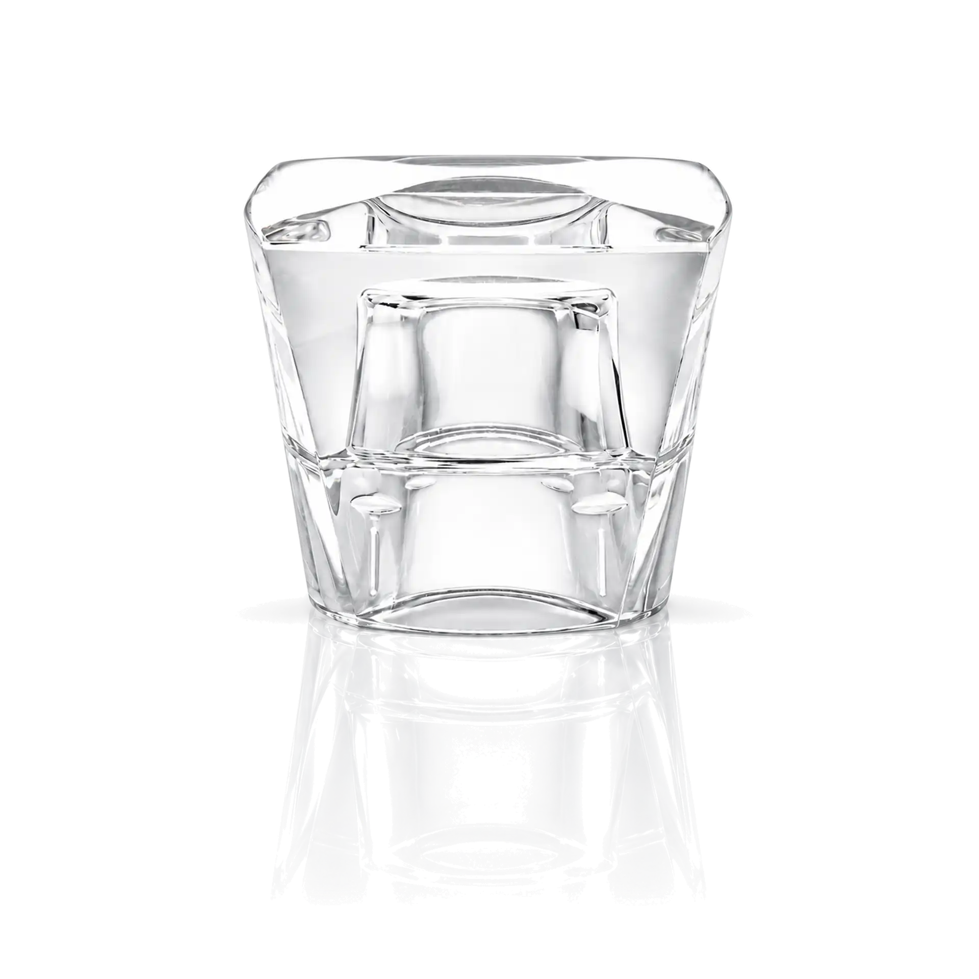 Kappe trapezoid Surlyn transparent Trinkglas, klares Glas, facettierter Becher, dickwandig
