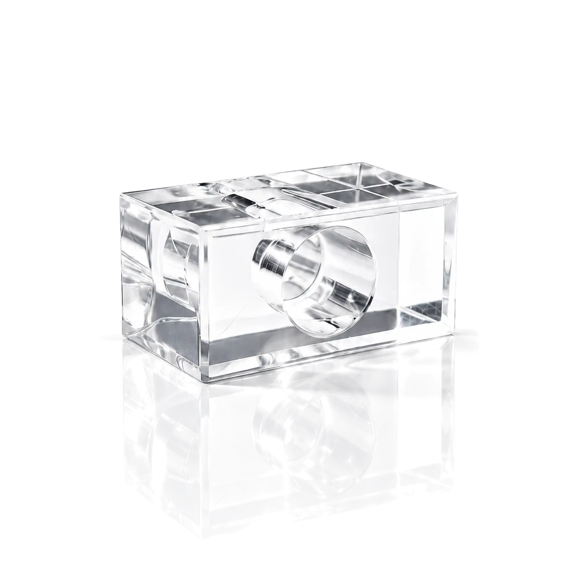 Acrylglas, transparente Box, rechteckig, runde Öffnung, Fächerdeckel