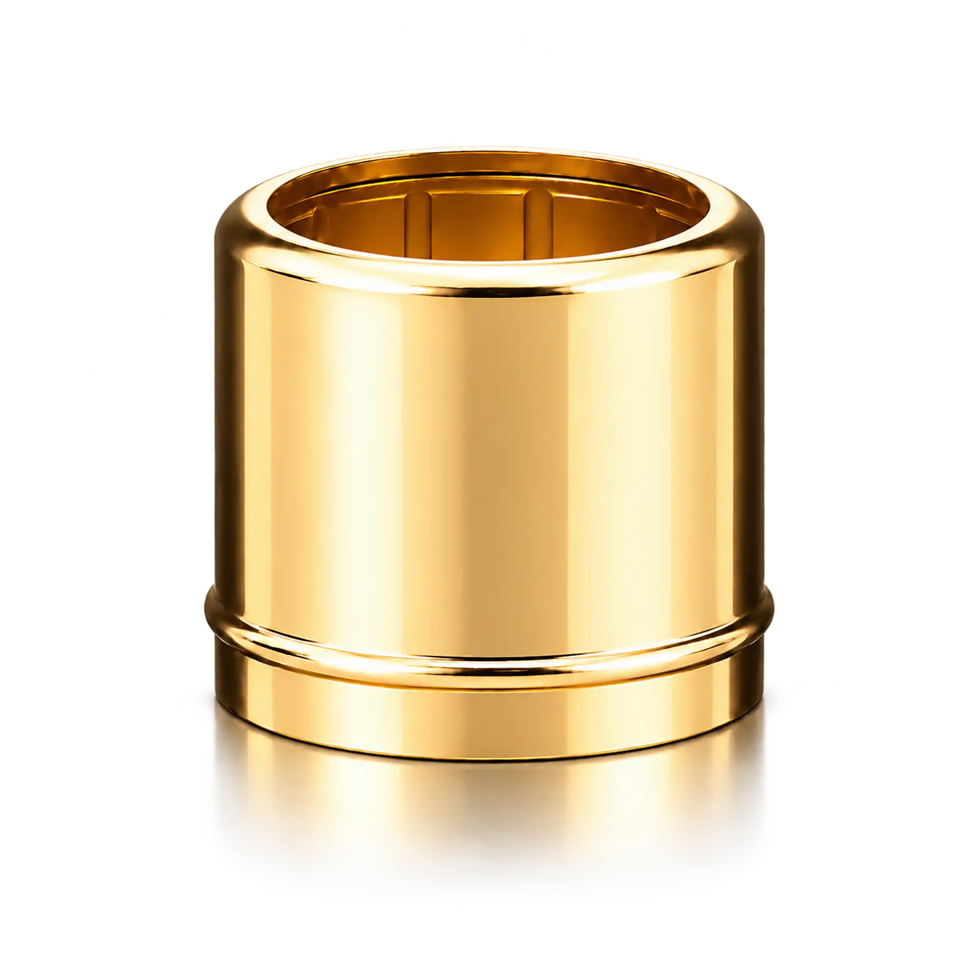 Kragen 15 mm Ring unten gold Metallbecher, goldfarben, zylindrisch, glänzend, offene Oberseite