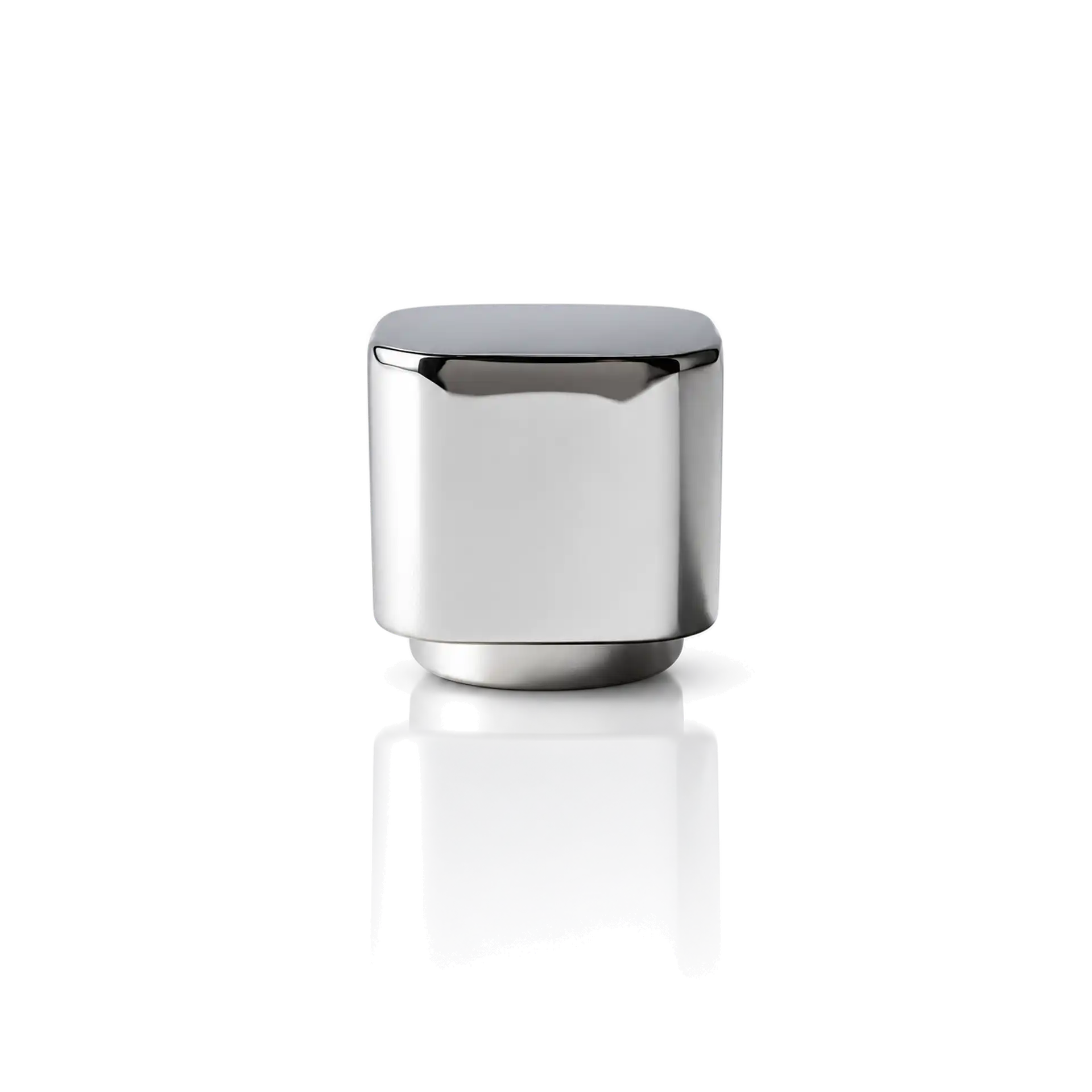 Kappe Würfel glatt Zamak chrom Metallbecher, Edelstahl, silberfarben, glänzende Oberfläche, zylindrische Form