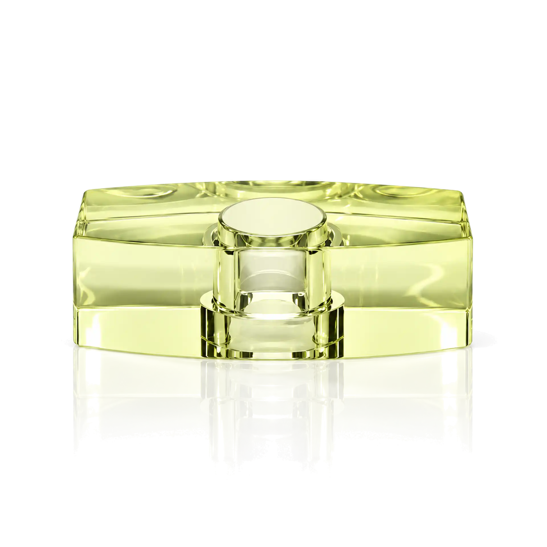 Parfümflakon, Transparentes Glas, Hellgelb, Rechteckige Form, Zylindrischer Verschluss