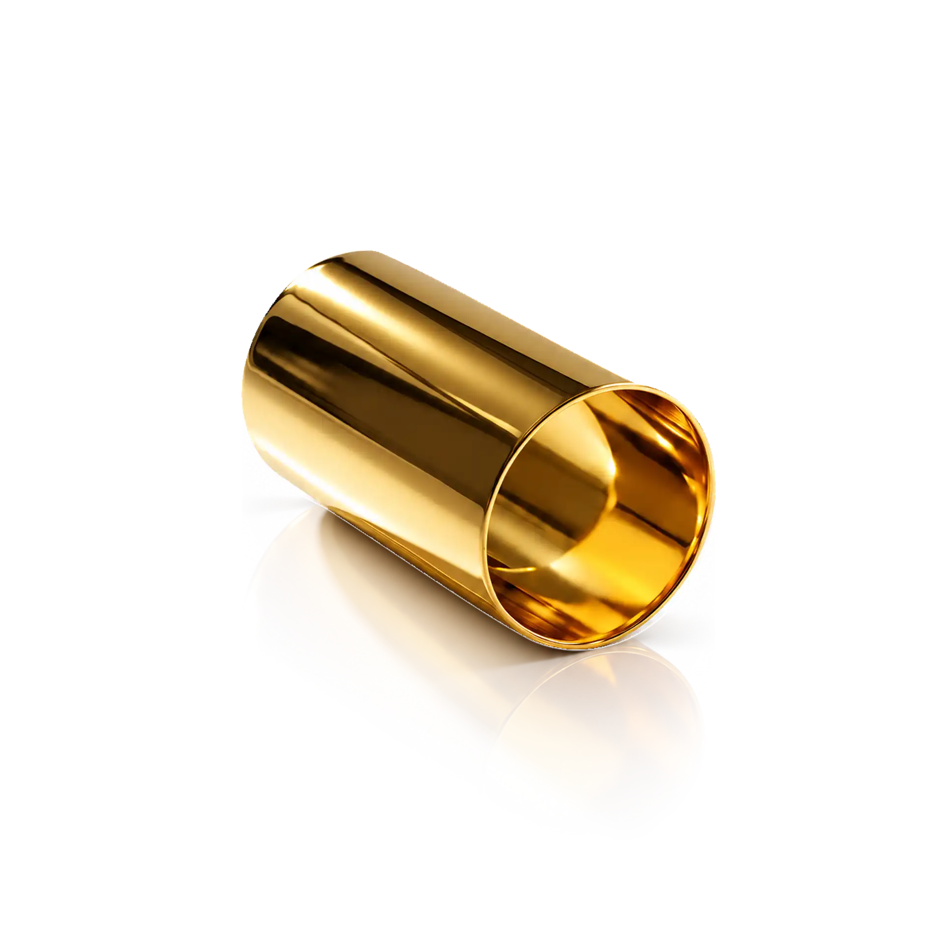 Metallbecher, goldfarben, zylindrisch, glänzende Oberfläche