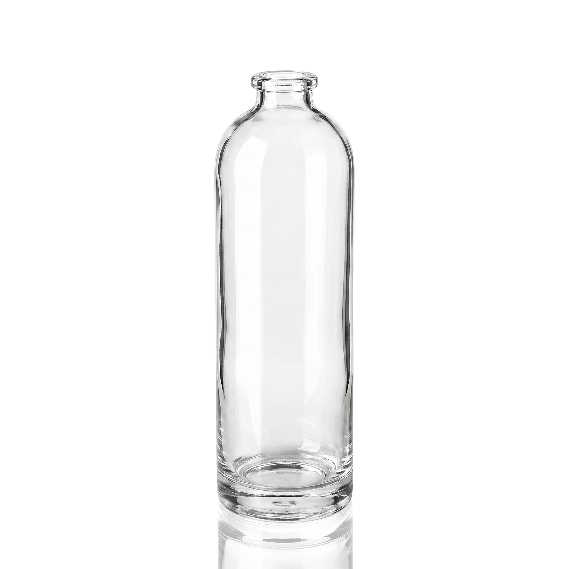 Glasflasche, Klarglas, Zylindrische Form, Schmaler Hals, Ohne Verschluss
