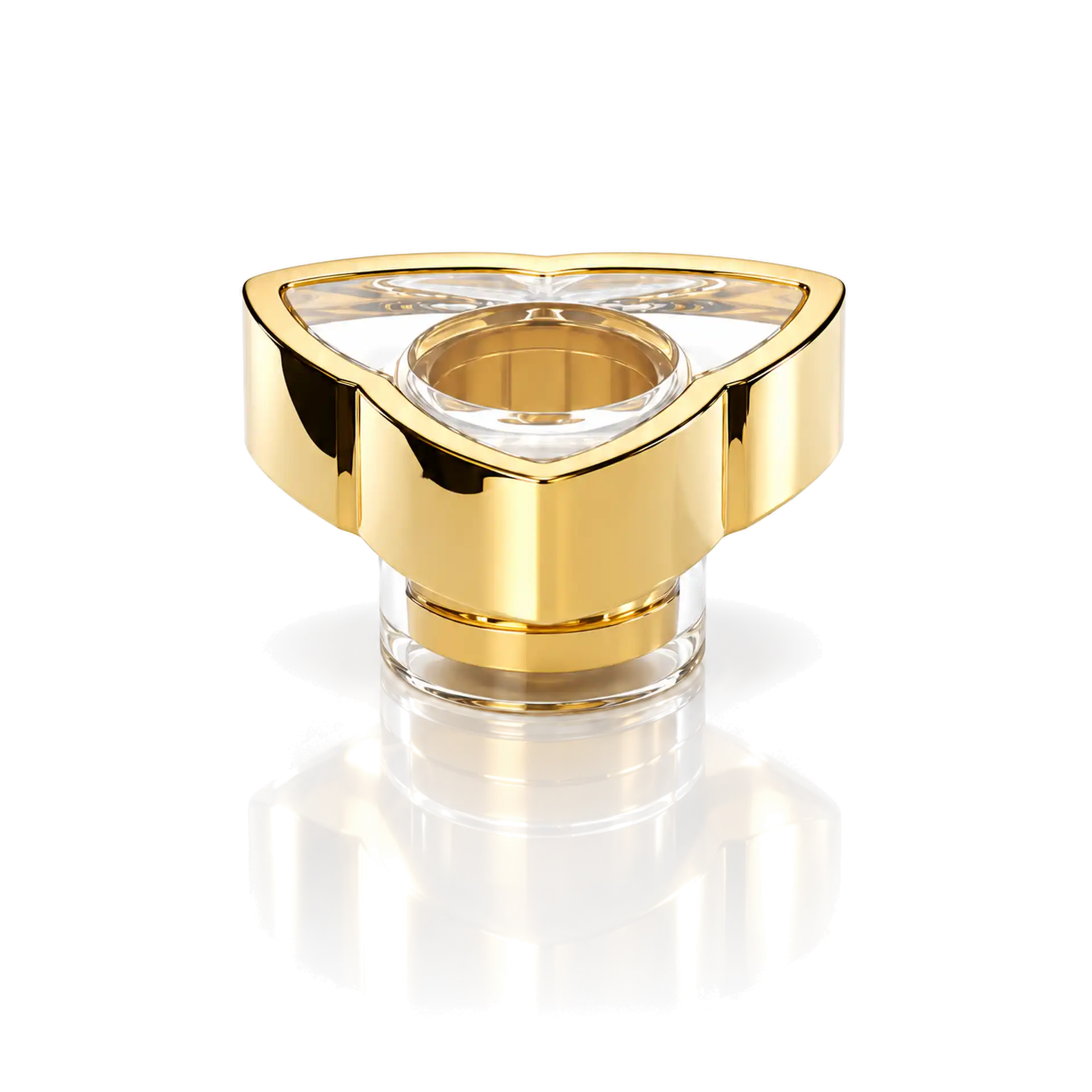 Kappe Surlyn/ ABS transparent/ gold Kerzenhalter, Dreieckige Form, Goldfarben, Transparent, Glänzende Oberfläche