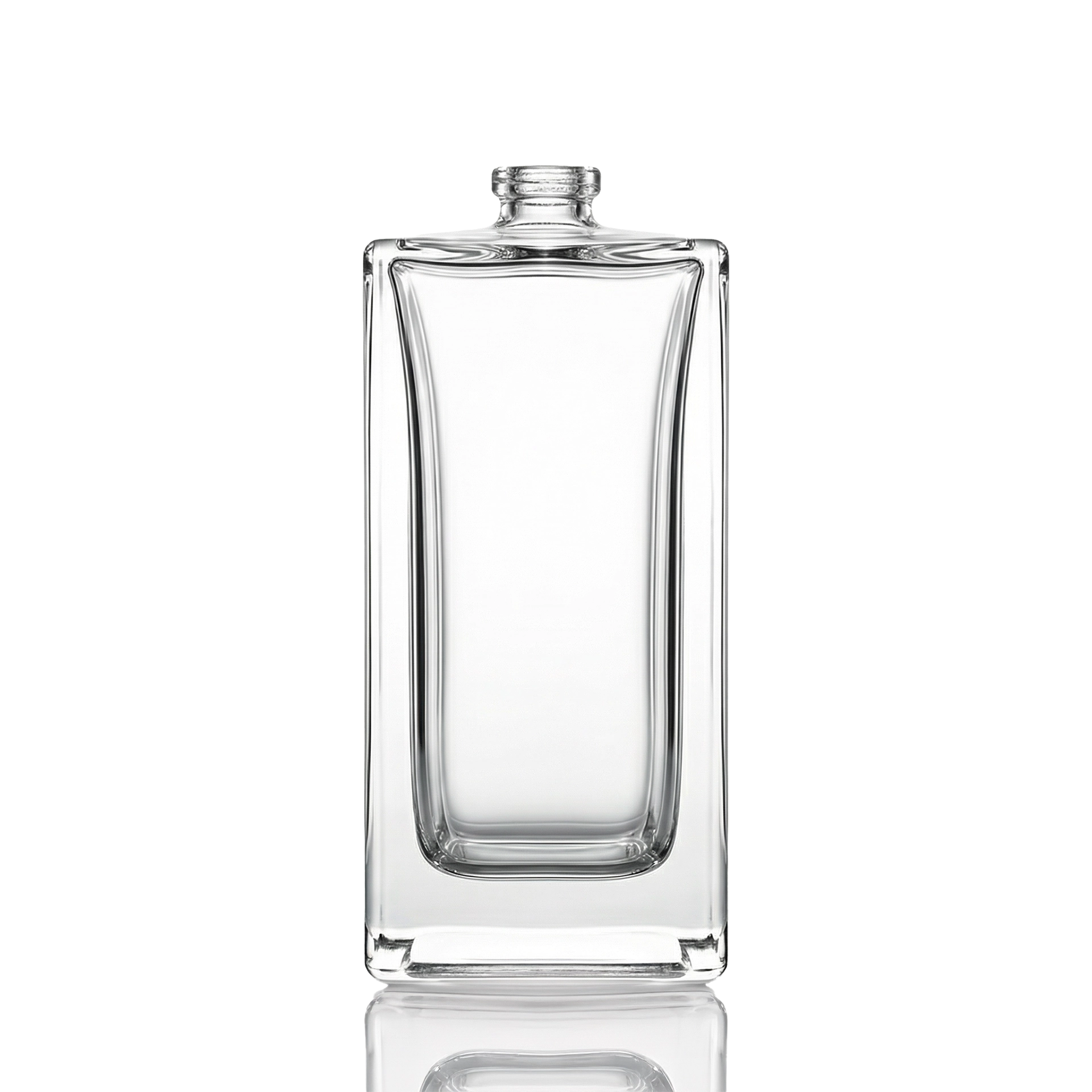 Glasflasche, Klare Flasche, Rechteckige Form, Dickwandiges Glas