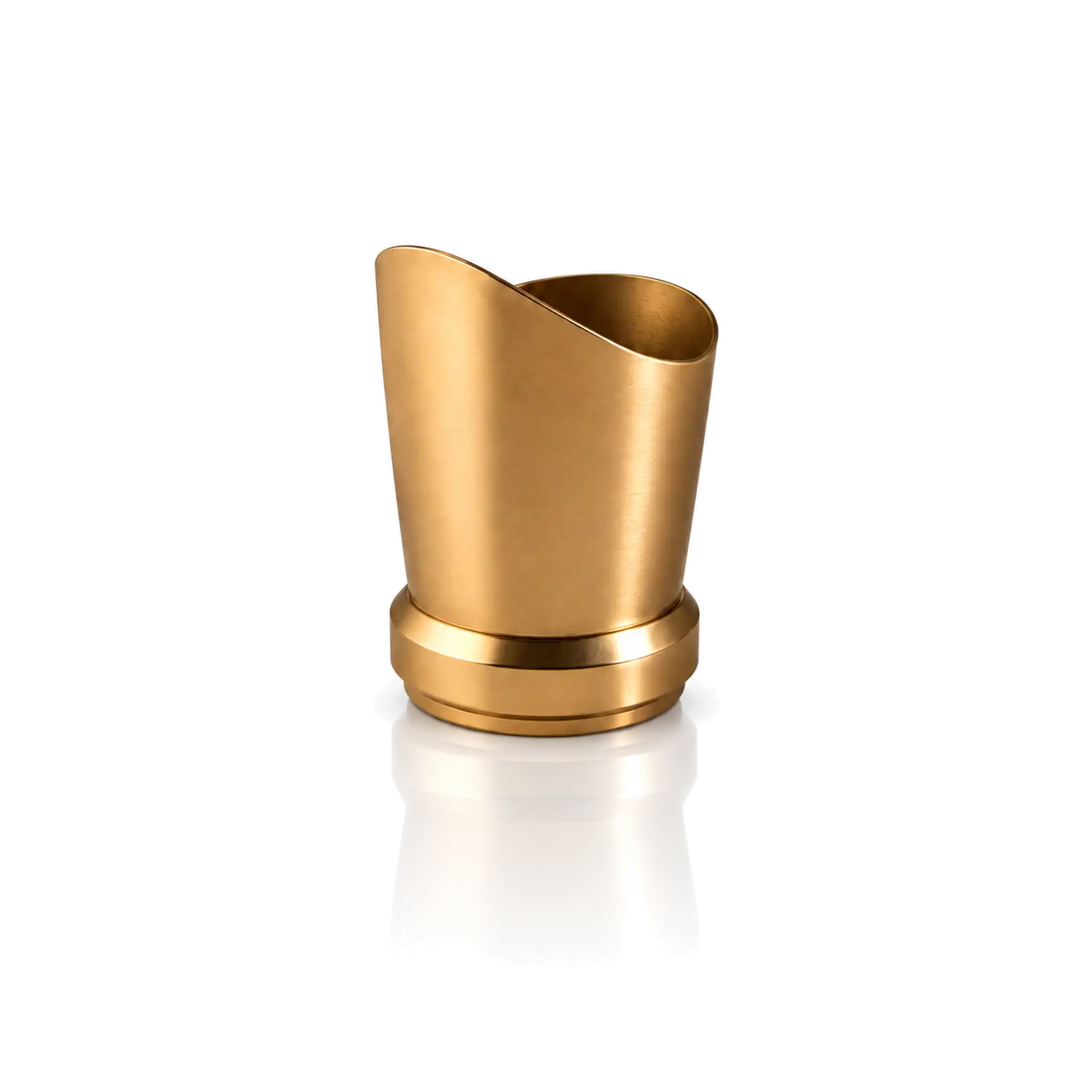 Kappe Zamak gold matt Metallbecher, Goldfarben, Messingoptik, Schräger Rand, Runder Standfuß