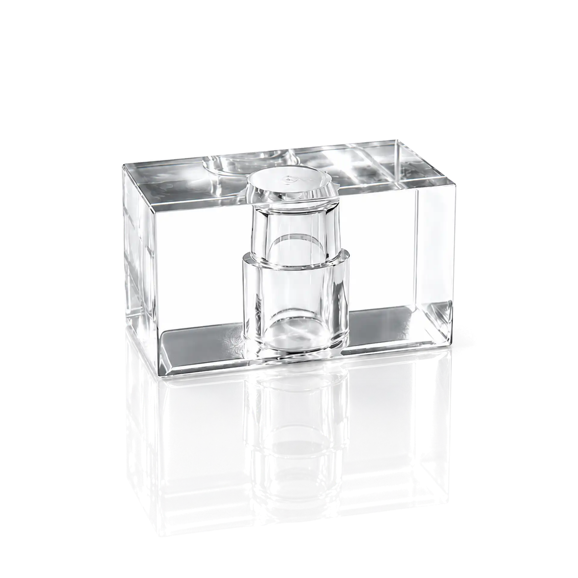 Acryl-Organizer, transparent, rechteckig, zylindrischer Einsatz